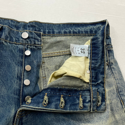 【現状渡し品】【メンズ】 MNML ミニマル DISTRESSED BUGGY DENIM PANTS 03-5824-1775 ダメージ加工 バギー デニム パンツ ボトムス ジーンズ 153-261007-sa-25-teih サイズ：32 カラー：インディゴ 万代Net店