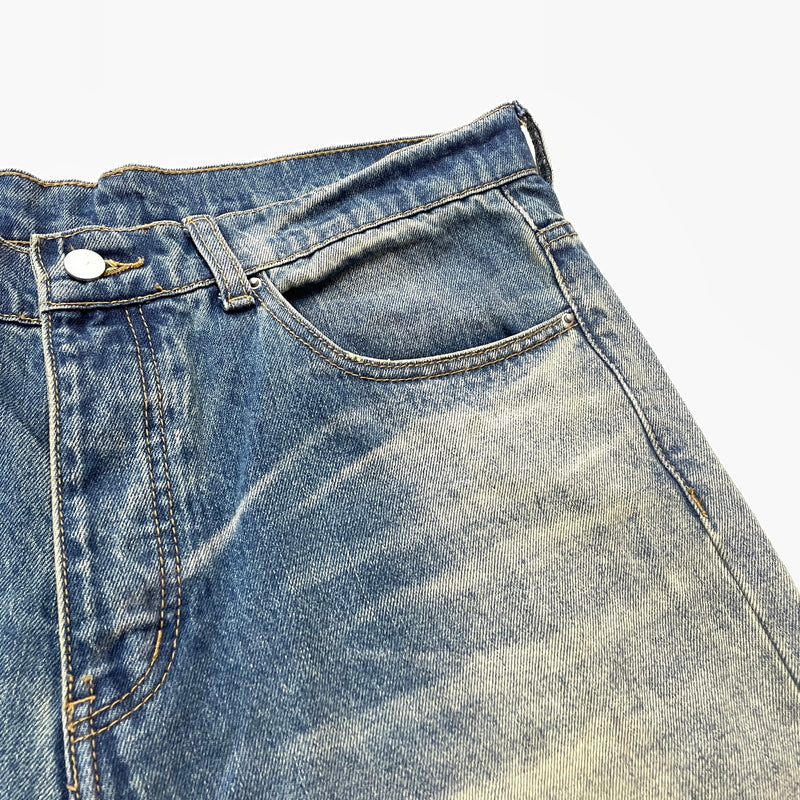 【現状渡し品】【メンズ】 MNML ミニマル DISTRESSED BUGGY DENIM PANTS 03-5824-1775 ダメージ加工 バギー デニム パンツ ボトムス ジーンズ 153-261007-sa-25-teih サイズ：32 カラー：インディゴ 万代Net店