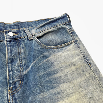 【現状渡し品】【メンズ】 MNML ミニマル DISTRESSED BUGGY DENIM PANTS 03-5824-1775 ダメージ加工 バギー デニム パンツ ボトムス ジーンズ 153-261007-sa-25-teih サイズ：32 カラー：インディゴ 万代Net店