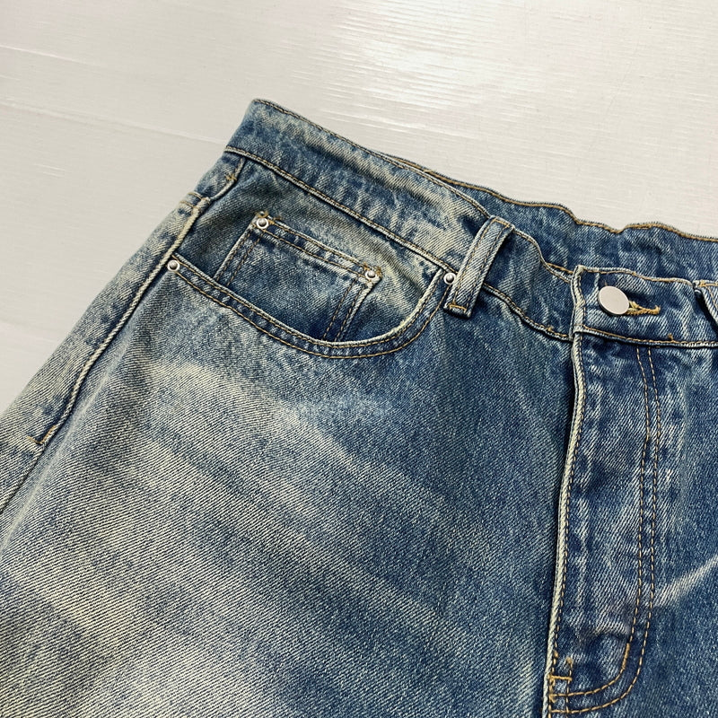 【現状渡し品】【メンズ】 MNML ミニマル DISTRESSED BUGGY DENIM PANTS 03-5824-1775 ダメージ加工 バギー デニム パンツ ボトムス ジーンズ 153-261007-sa-25-teih サイズ：32 カラー：インディゴ 万代Net店