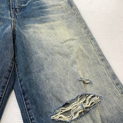 【現状渡し品】【メンズ】 MNML ミニマル DISTRESSED BUGGY DENIM PANTS 03-5824-1775 ダメージ加工 バギー デニム パンツ ボトムス ジーンズ 153-261007-sa-25-teih サイズ：32 カラー：インディゴ 万代Net店