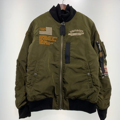 【中古品】【メンズ】 VANSON バンソン OVAL EMBLEM MA-1 FLIGHT JACKET NVJK-2504 オーバルエンブレム MA-1 フライトジャケット アウター 145-261009-ko-10-teih サイズ：L カラー：カーキ 万代Net店