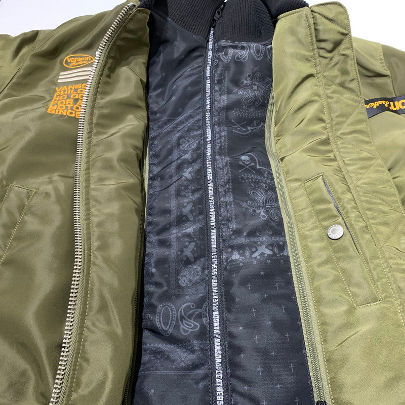 【中古品】【メンズ】 VANSON バンソン OVAL EMBLEM MA-1 FLIGHT JACKET NVJK-2504 オーバルエンブレム MA-1 フライトジャケット アウター 145-261009-ko-10-teih サイズ：L カラー：カーキ 万代Net店