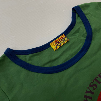 【中古品】【レディース】 HYSTERIC GLAMOUR ヒステリックグラマー HYSTERIC BUTTERFLY RINGER BABY TEE 01241CT23 ヒステリック バタフライ リンガーチビTシャツ 168-261014-ss-01-teih サイズ：F カラー：グリーン 万代Net店