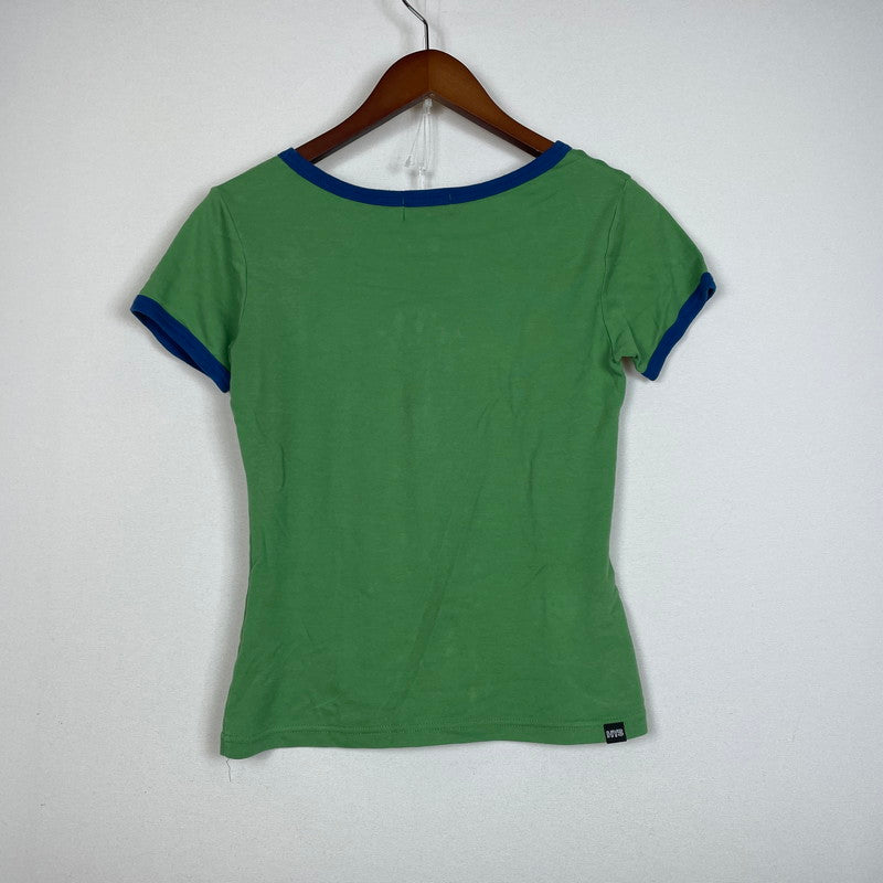 【中古品】【レディース】 HYSTERIC GLAMOUR ヒステリックグラマー HYSTERIC BUTTERFLY RINGER BABY TEE 01241CT23 ヒステリック バタフライ リンガーチビTシャツ 168-261014-ss-01-teih サイズ：F カラー：グリーン 万代Net店