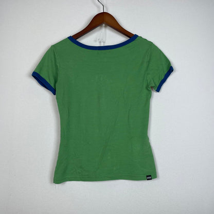 【中古品】【レディース】 HYSTERIC GLAMOUR ヒステリックグラマー HYSTERIC BUTTERFLY RINGER BABY TEE 01241CT23 ヒステリック バタフライ リンガーチビTシャツ 168-261014-ss-01-teih サイズ：F カラー：グリーン 万代Net店