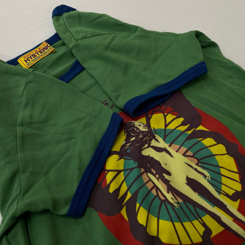 【中古品】【レディース】 HYSTERIC GLAMOUR ヒステリックグラマー HYSTERIC BUTTERFLY RINGER BABY TEE 01241CT23 ヒステリック バタフライ リンガーチビTシャツ 168-261014-ss-01-teih サイズ：F カラー：グリーン 万代Net店