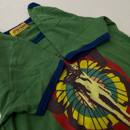 【中古品】【レディース】 HYSTERIC GLAMOUR ヒステリックグラマー HYSTERIC BUTTERFLY RINGER BABY TEE 01241CT23 ヒステリック バタフライ リンガーチビTシャツ 168-261014-ss-01-teih サイズ：F カラー：グリーン 万代Net店