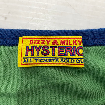 【中古品】【レディース】 HYSTERIC GLAMOUR ヒステリックグラマー HYSTERIC BUTTERFLY RINGER BABY TEE 01241CT23 ヒステリック バタフライ リンガーチビTシャツ 168-261014-ss-01-teih サイズ：F カラー：グリーン 万代Net店