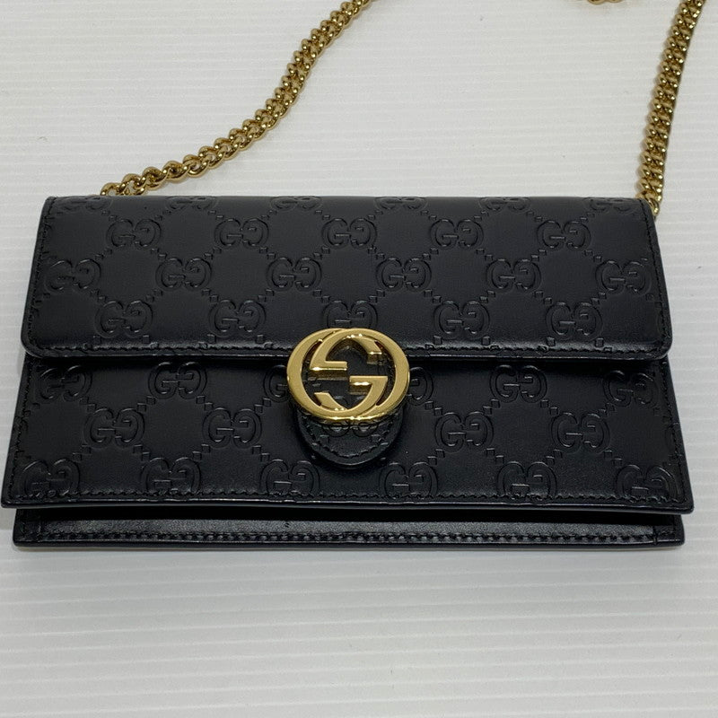 【中古品】【レディース】 GUCCI グッチ 409340 インターロッキングG ショルダーバッグ カバン ハンドバッグ 180-261009-ko-23-teih サイズ：箱付き カラー：ブラック 万代Net店