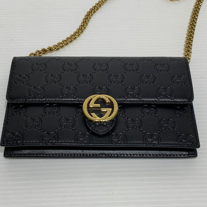 【中古品】【レディース】 GUCCI グッチ 409340 インターロッキングG ショルダーバッグ カバン ハンドバッグ 180-261009-ko-23-teih サイズ：箱付き カラー：ブラック 万代Net店