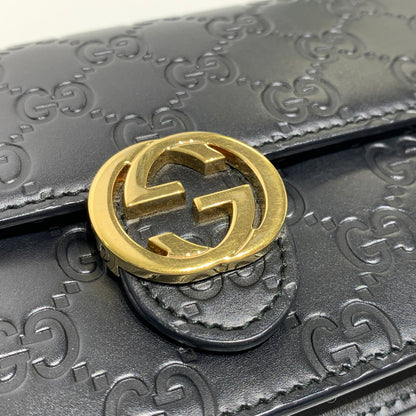 【中古品】【レディース】 GUCCI グッチ 409340 インターロッキングG ショルダーバッグ カバン ハンドバッグ 180-261009-ko-23-teih サイズ：箱付き カラー：ブラック 万代Net店