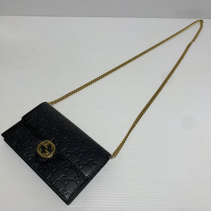 【中古品】【レディース】 GUCCI グッチ 409340 インターロッキングG ショルダーバッグ カバン ハンドバッグ 180-261009-ko-23-teih サイズ：箱付き カラー：ブラック 万代Net店