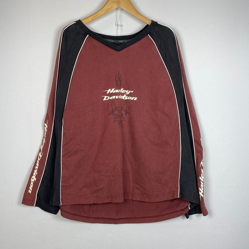 【中古品】【メンズ】 Harley-Davidson ハーレーダビッドソン RAGLAN L/S TEE ラグラン ロングスリーブTシャツ 長袖トップス 145-261014-ss-04-teih サイズ：2XL カラー：ブラウン系 万代Net店