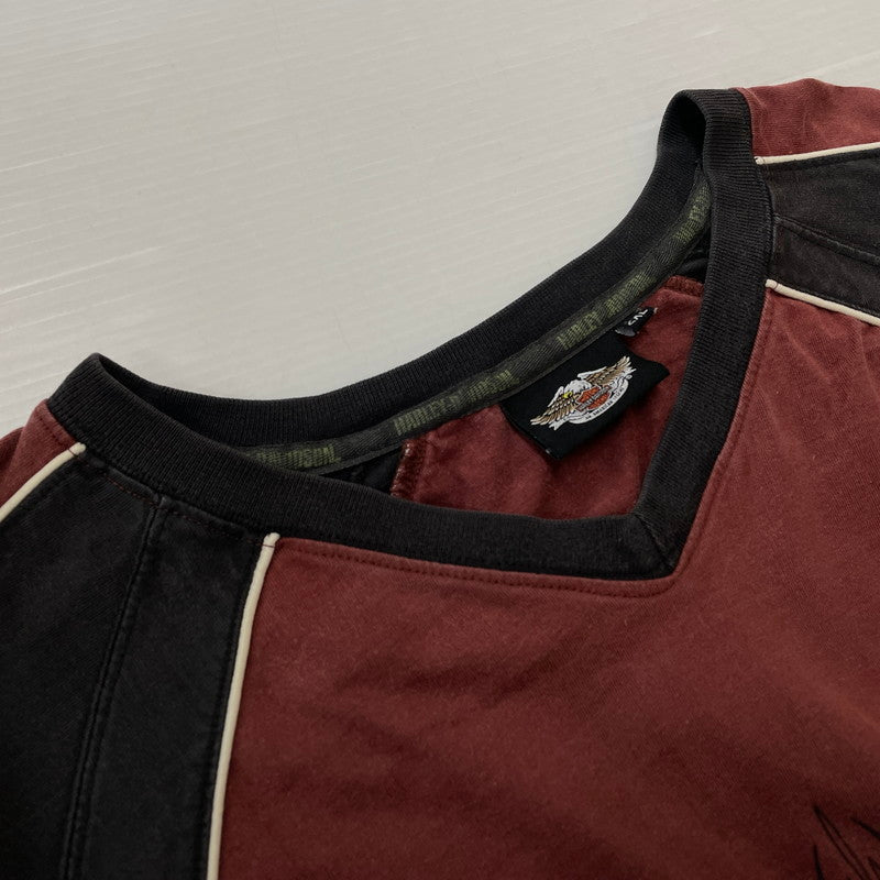 【中古品】【メンズ】 Harley-Davidson ハーレーダビッドソン RAGLAN L/S TEE ラグラン ロングスリーブTシャツ 長袖トップス 145-261014-ss-04-teih サイズ：2XL カラー：ブラウン系 万代Net店