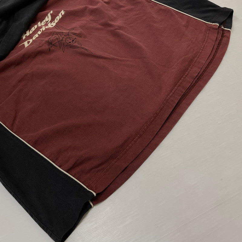 【中古品】【メンズ】 Harley-Davidson ハーレーダビッドソン RAGLAN L/S TEE ラグラン ロングスリーブTシャツ 長袖トップス 145-261014-ss-04-teih サイズ：2XL カラー：ブラウン系 万代Net店