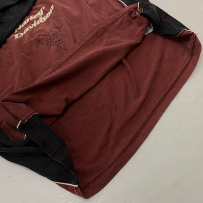 【中古品】【メンズ】 Harley-Davidson ハーレーダビッドソン RAGLAN L/S TEE ラグラン ロングスリーブTシャツ 長袖トップス 145-261014-ss-04-teih サイズ：2XL カラー：ブラウン系 万代Net店