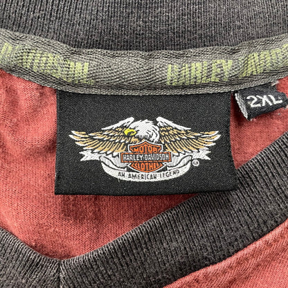 【中古品】【メンズ】 Harley-Davidson ハーレーダビッドソン RAGLAN L/S TEE ラグラン ロングスリーブTシャツ 長袖トップス 145-261014-ss-04-teih サイズ：2XL カラー：ブラウン系 万代Net店