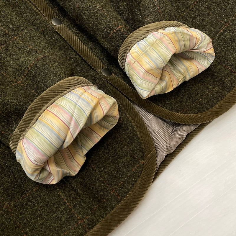 【中古品】【メンズ】 HARRIS TWEED ハリスツイード× Alexander Julian アレキサンダー ジュリアン 別注コラボ QUILTED JACKET 03AC5-391 キルティングジャケット アウター 147-261014-ss-11-teih サイズ：M カラー：カーキ 万代Net店