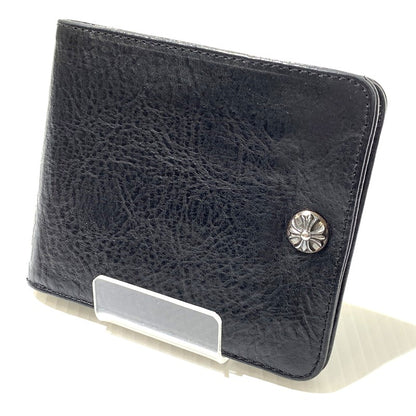 【中古品】【メンズ】 CHROME HEARTS クロムハーツ 1SNAP CROSS BUTTON LEATHER WALLET 1スナップ クロスボタン レザーウォレット 二つ折り財布 190-261027-ko-11-teih カラー：ブラック 万代Net店