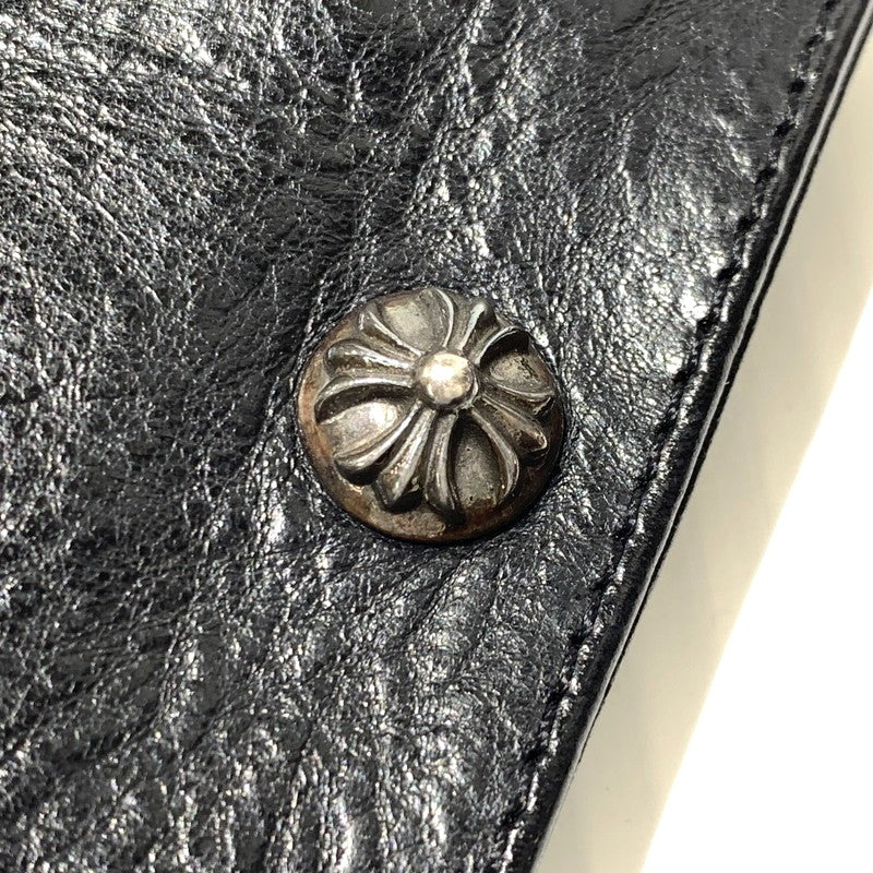 【中古品】【メンズ】 CHROME HEARTS クロムハーツ 1SNAP CROSS BUTTON LEATHER WALLET 1スナップ クロスボタン レザーウォレット 二つ折り財布 190-261027-ko-11-teih カラー：ブラック 万代Net店