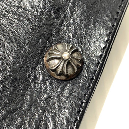 【中古品】【メンズ】 CHROME HEARTS クロムハーツ 1SNAP CROSS BUTTON LEATHER WALLET 1スナップ クロスボタン レザーウォレット 二つ折り財布 190-261027-ko-11-teih カラー：ブラック 万代Net店
