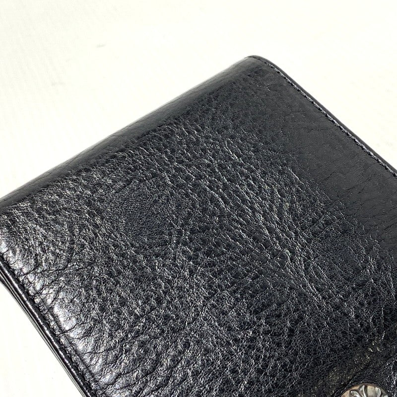 【中古品】【メンズ】 CHROME HEARTS クロムハーツ 1SNAP CROSS BUTTON LEATHER WALLET 1スナップ クロスボタン レザーウォレット 二つ折り財布 190-261027-ko-11-teih カラー：ブラック 万代Net店
