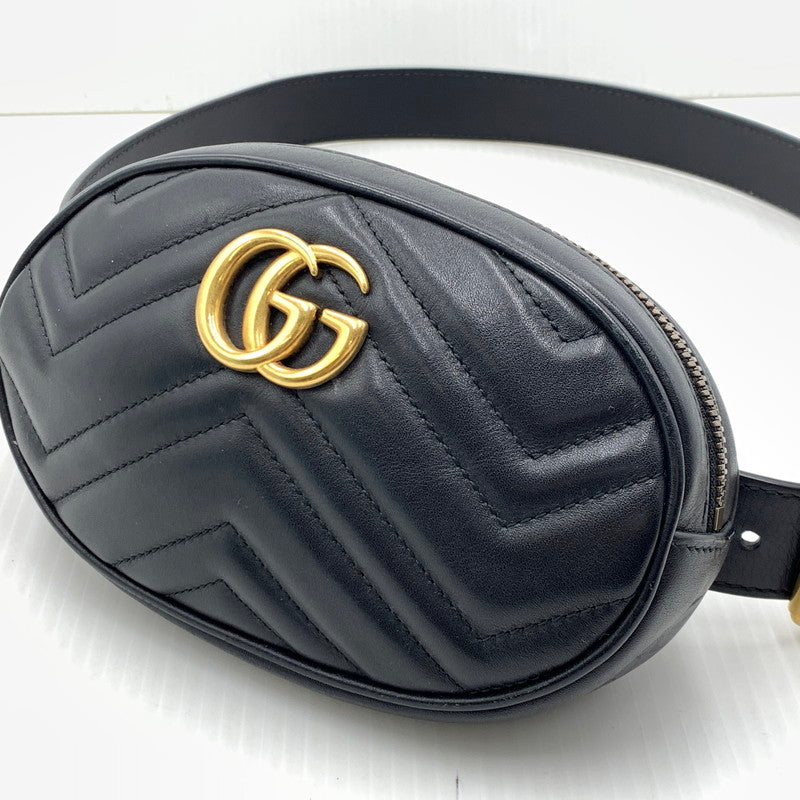 【中古品】【メンズ/レディース】 GUCCI グッチ GG MARMONT WAIST BAG 476434 493075 マーモント ウエストバッグ カバン レザーベルト 180-261011-ko-12-teih カラー：ブラック 万代Net店