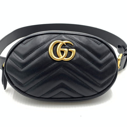 【中古品】【メンズ/レディース】 GUCCI グッチ GG MARMONT WAIST BAG 476434 493075 マーモント ウエストバッグ カバン レザーベルト 180-261011-ko-12-teih カラー：ブラック 万代Net店