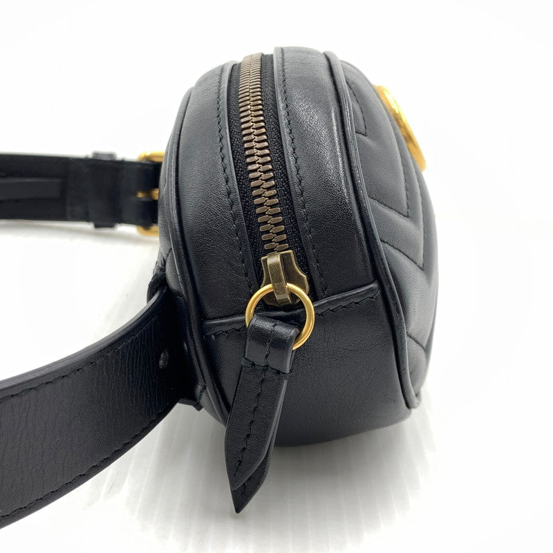 【中古品】【メンズ/レディース】 GUCCI グッチ GG MARMONT WAIST BAG 476434 493075 マーモント ウエストバッグ カバン レザーベルト 180-261011-ko-12-teih カラー：ブラック 万代Net店