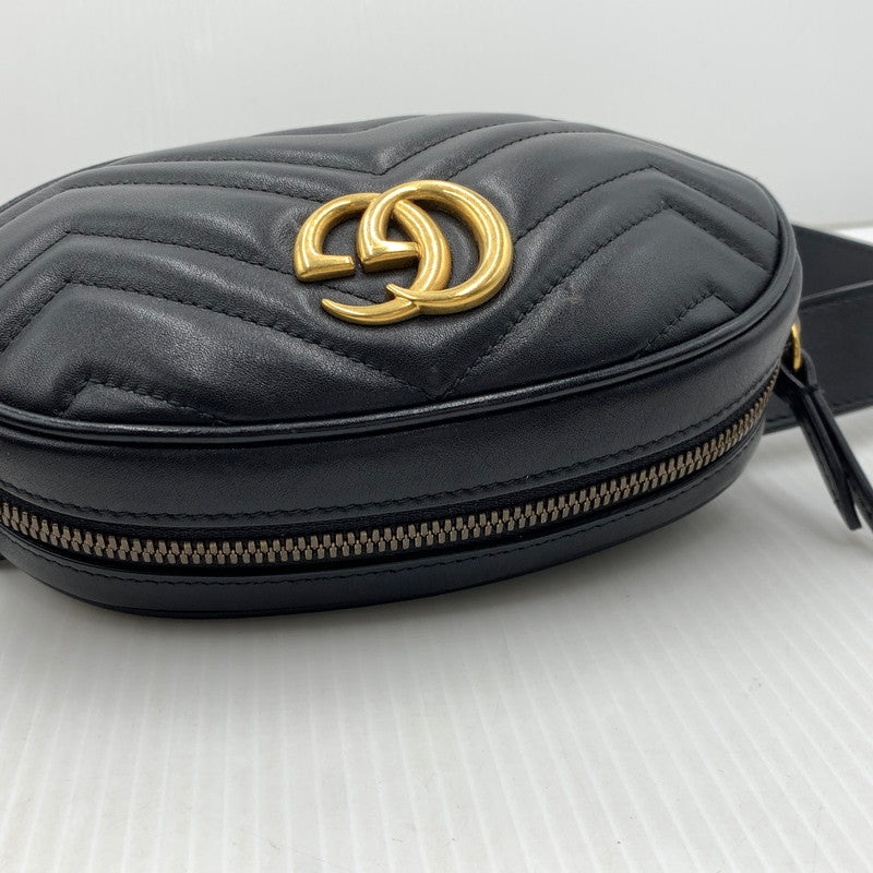 【中古品】【メンズ/レディース】 GUCCI グッチ GG MARMONT WAIST BAG 476434 493075 マーモント ウエストバッグ カバン レザーベルト 180-261011-ko-12-teih カラー：ブラック 万代Net店