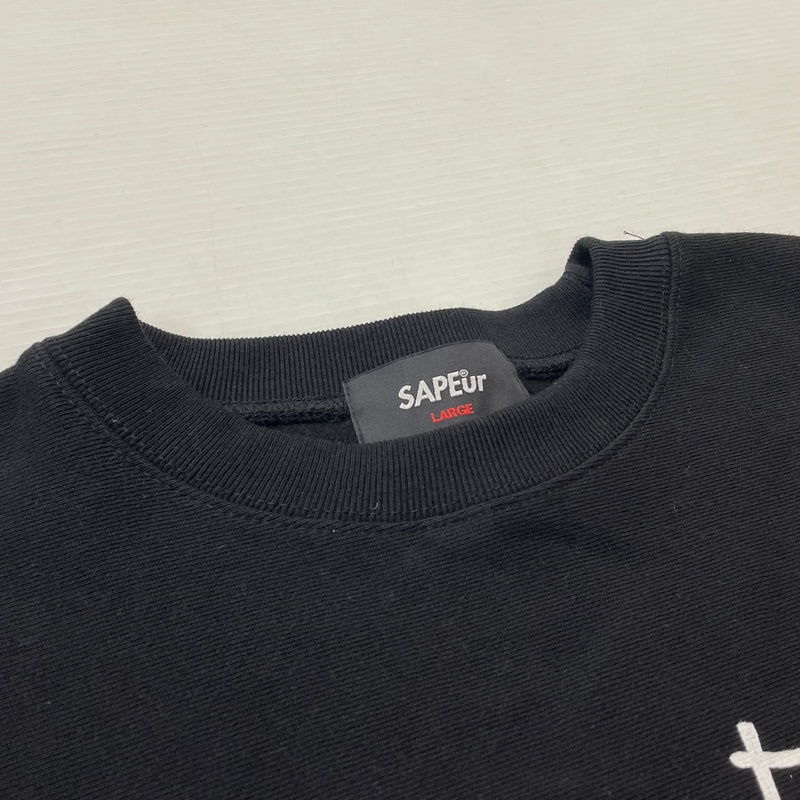 【中古品】【メンズ】 SAPEUR サプール SWEAT スウェット 長袖 トップス トレーナー 142-261009-sa-16-teih サイズ：L カラー：ブラック 万代Net店