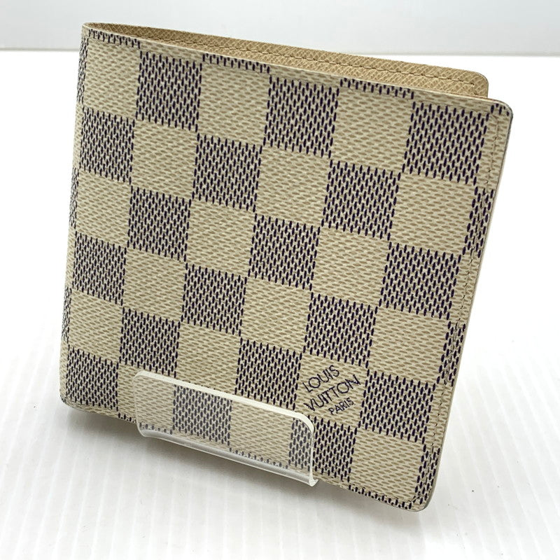 【中古品】【メンズ/レディース】 LOUIS VUITTON ルイ・ヴィトン MARCO WALLET DAMIER AZUR N60018 マルコ ウォレット ダミエ アズール ポルトフォイユ 二つ折り財布 179-261011-ko-10-teih カラー：アイボリー系 万代Net店