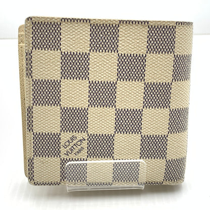 【中古品】【メンズ/レディース】 LOUIS VUITTON ルイ・ヴィトン MARCO WALLET DAMIER AZUR N60018 マルコ ウォレット ダミエ アズール ポルトフォイユ 二つ折り財布 179-261011-ko-10-teih カラー：アイボリー系 万代Net店