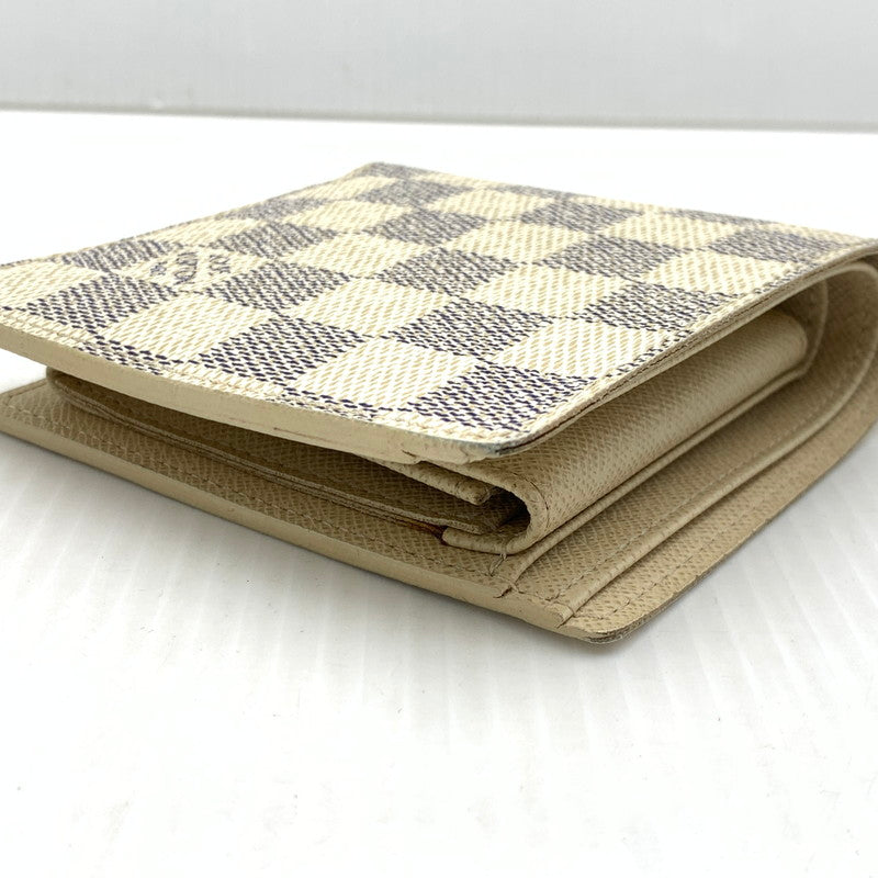 【中古品】【メンズ/レディース】 LOUIS VUITTON ルイ・ヴィトン MARCO WALLET DAMIER AZUR N60018 マルコ ウォレット ダミエ アズール ポルトフォイユ 二つ折り財布 179-261011-ko-10-teih カラー：アイボリー系 万代Net店