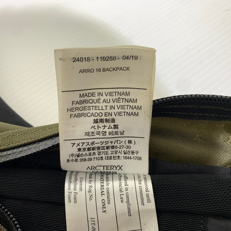 【現状渡し品】【メンズ/レディース】 ARC'TERYX アークテリクス ARRO 16 BACKPACK 24018 アロー16 バックパック カバン リュックサック 188-261011-ko-17-teih カラー：カーキ/ブラック 万代Net店
