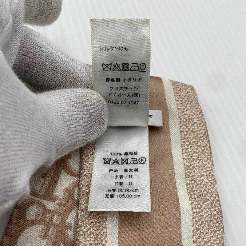 【現状渡し品】【レディース】 CHRISTIAN DIOR クリスチャンディオール OBLIQUE MITZAH SCARF 15DOB106I600 オブリーク ミッツァ スカーフ アクセサリー シルク 182-261016-ko-15-teih カラー：ピンクベージュ 万代Net店