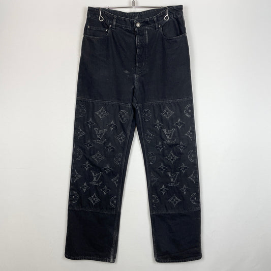 【現状渡し品】【メンズ】 LOUIS VUITTON ルイ・ヴィトン MONOGRAM DETROY DENIM PANTS RM261MQ K54 HUD48W モノグラム デストロイ デニム パンツ ボトムス ジーンズ 179-261011-sa-19-teih サイズ：30 カラー：ブラック 万代Net店