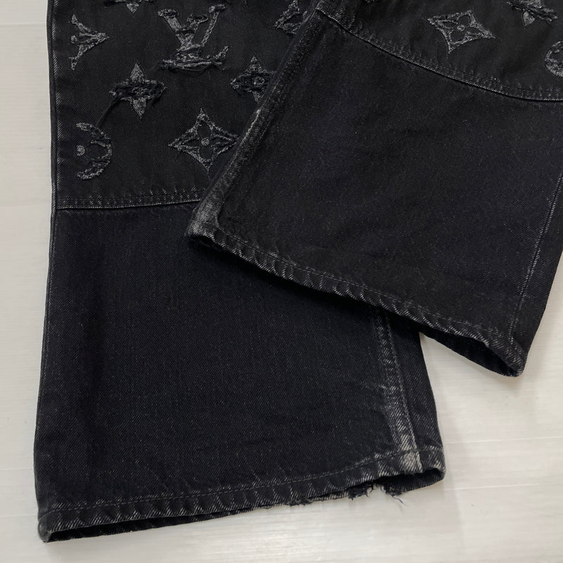 【現状渡し品】【メンズ】 LOUIS VUITTON ルイ・ヴィトン MONOGRAM DETROY DENIM PANTS RM261MQ K54 HUD48W モノグラム デストロイ デニム パンツ ボトムス ジーンズ 179-261011-sa-19-teih サイズ：30 カラー：ブラック 万代Net店
