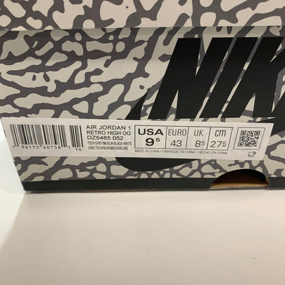 【中古美品】【メンズ】 NIKE ナイキ DZ5485-052 AIR JORDAN 1 HIGH OG "WHITE CEMENT SAFARI" スニーカー 靴 GRAY 黒タグ・箱・シューレース付属 160-261024-io-28-fuzh サイズ：27.5cm カラー：グレー.総柄 万代Net店