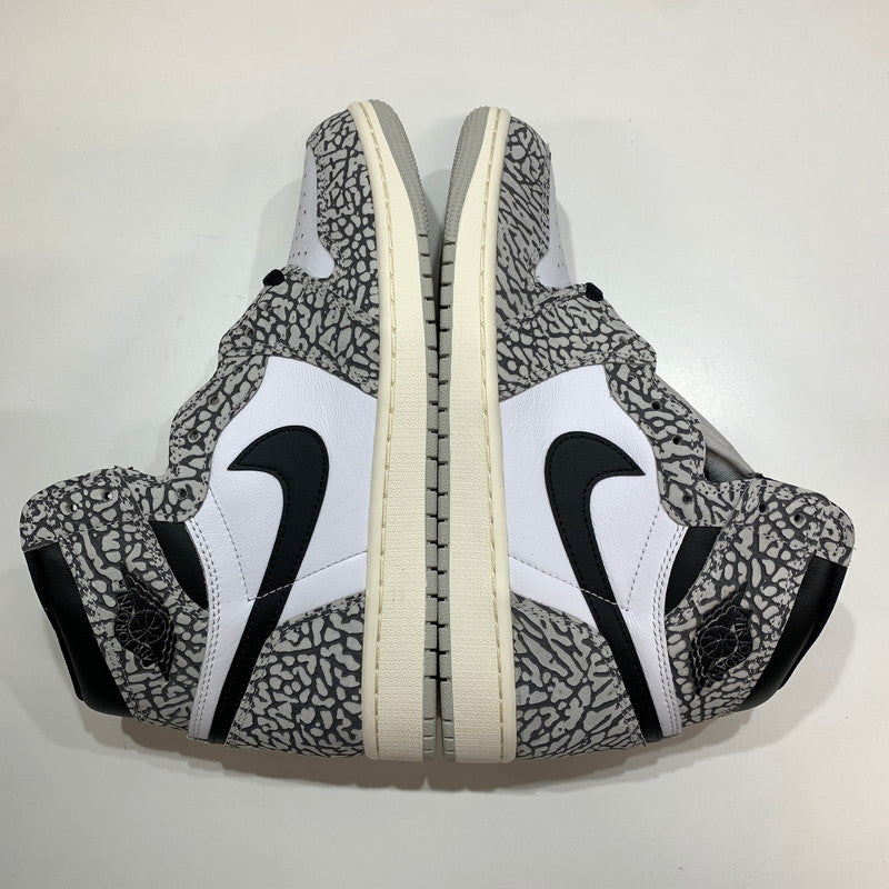 【中古美品】【メンズ】 NIKE ナイキ DZ5485-052 AIR JORDAN 1 HIGH OG "WHITE CEMENT SAFARI" スニーカー 靴 GRAY 黒タグ・箱・シューレース付属 160-261024-io-28-fuzh サイズ：27.5cm カラー：グレー.総柄 万代Net店