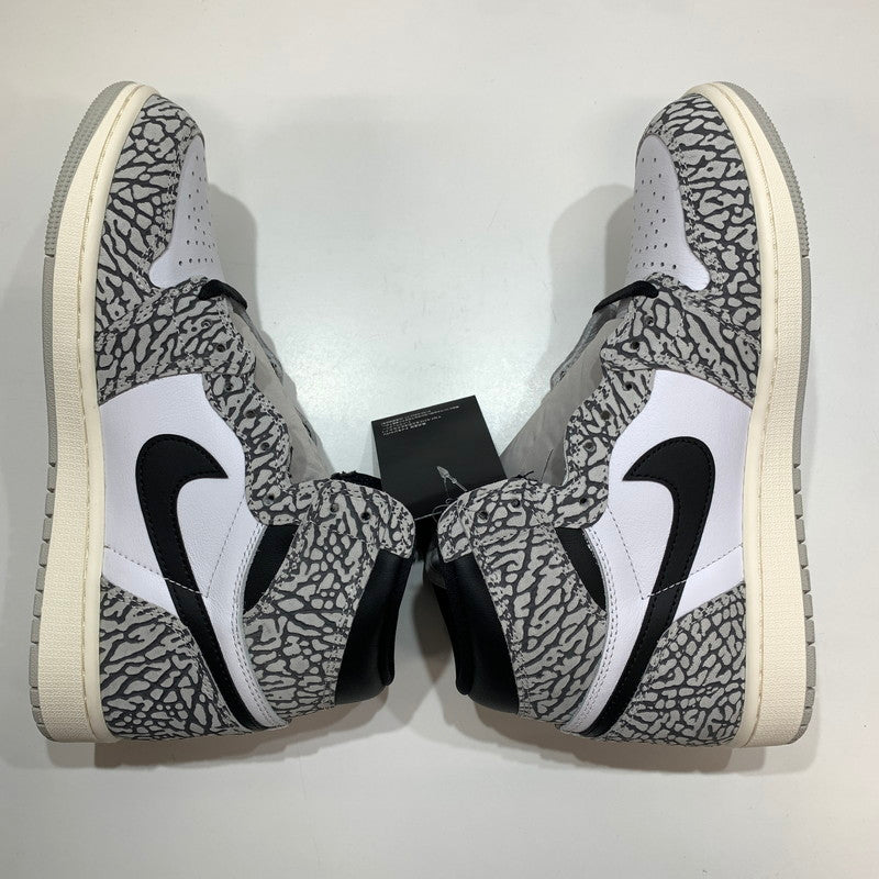 【中古美品】【メンズ】 NIKE ナイキ DZ5485-052 AIR JORDAN 1 HIGH OG "WHITE CEMENT SAFARI" スニーカー 靴 GRAY 黒タグ・箱・シューレース付属 160-261024-io-28-fuzh サイズ：27.5cm カラー：グレー.総柄 万代Net店