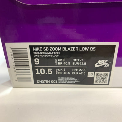 【中古美品】【メンズ】 NIKE SB ナイキエスビー×FRAR DN3754-001 BLAZER LOW "COOL GREY" スニーカー 靴 GRAY 箱・黒タグ付き 160-261024-io-32-fuzh サイズ：27cm カラー：グレー 万代Net店