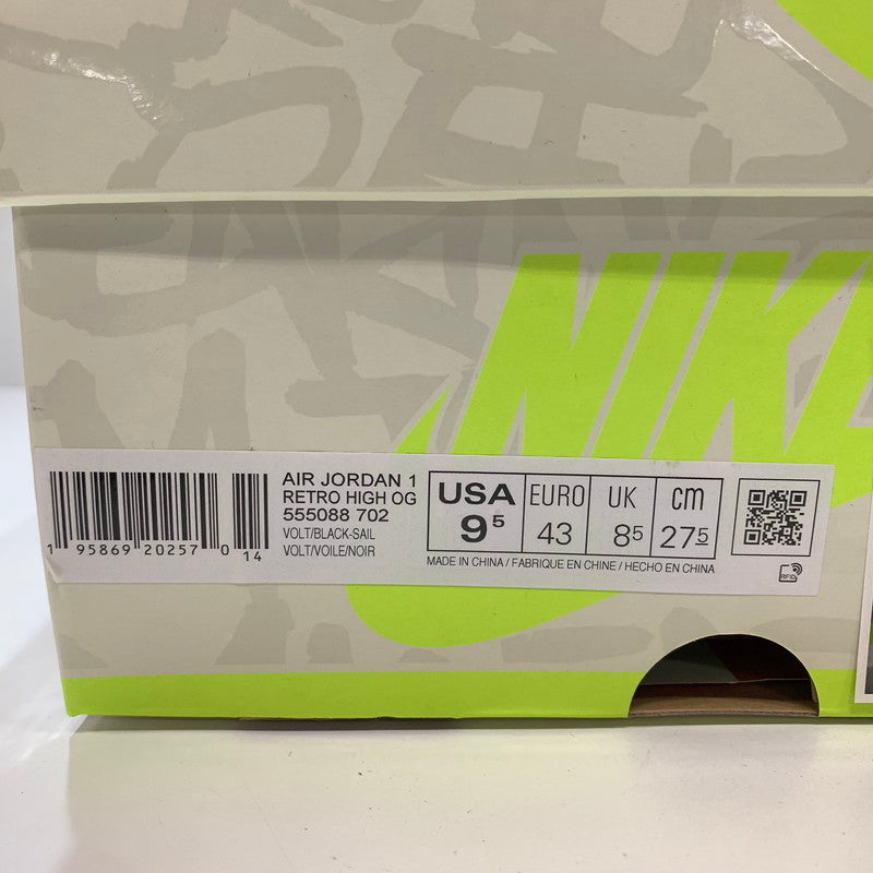 【中古美品】【メンズ】 NIKE ナイキ 555088-702 AIR JORDAN 1 HIGH OG "VOLT VISIONAIRE" エアジョーダン1 ハイ スニーカー 靴 160-261030-mh-11-fuzh サイズ：27.5cm カラー：イエロー 万代Net店