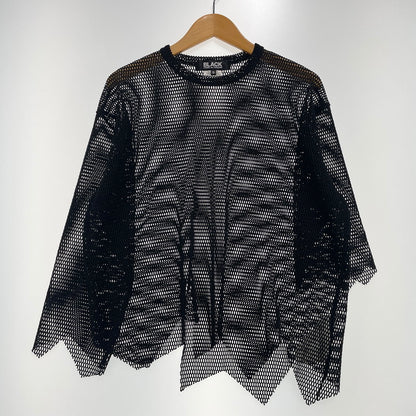 【中古品】【メンズ】 BLACK COMME DES GARCONS ブラックコムデギャルソン 23SS ASYMMETRY CUTOFF MESH TOP 1K-T001 アシンメトリー カットオフ メッシュ カットソー 140-261012-yo-19-teih サイズ：S カラー：ブラック 万代Net店