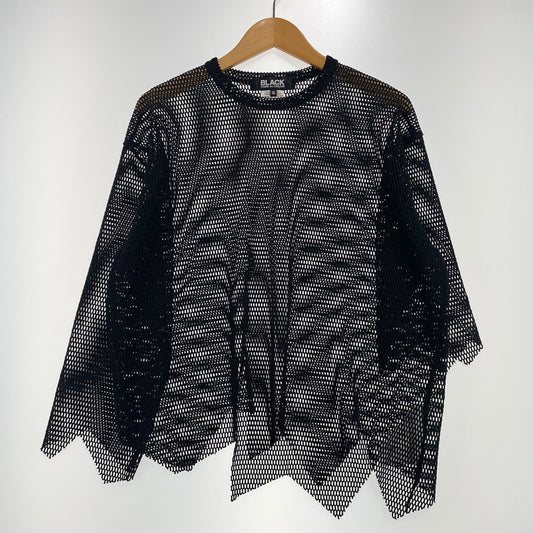 【中古品】【メンズ】 BLACK COMME DES GARCONS ブラックコムデギャルソン 23SS ASYMMETRY CUTOFF MESH TOP 1K-T001 アシンメトリー カットオフ メッシュ カットソー 140-261012-yo-19-teih サイズ：S カラー：ブラック 万代Net店