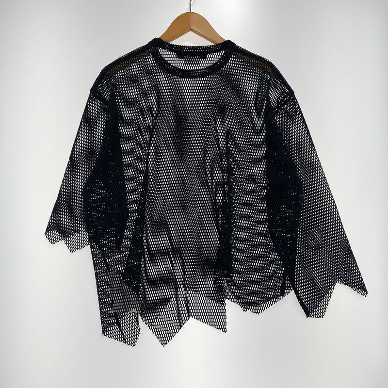 【中古品】【メンズ】 BLACK COMME DES GARCONS ブラックコムデギャルソン 23SS ASYMMETRY CUTOFF MESH TOP 1K-T001 アシンメトリー カットオフ メッシュ カットソー 140-261012-yo-19-teih サイズ：S カラー：ブラック 万代Net店