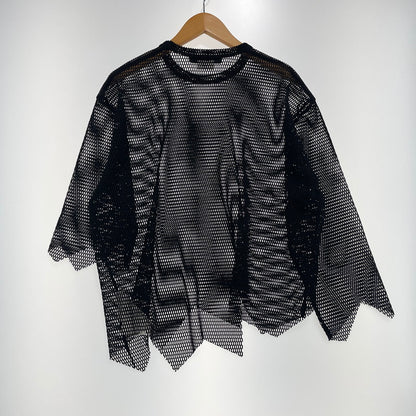 【中古品】【メンズ】 BLACK COMME DES GARCONS ブラックコムデギャルソン 23SS ASYMMETRY CUTOFF MESH TOP 1K-T001 アシンメトリー カットオフ メッシュ カットソー 140-261012-yo-19-teih サイズ：S カラー：ブラック 万代Net店