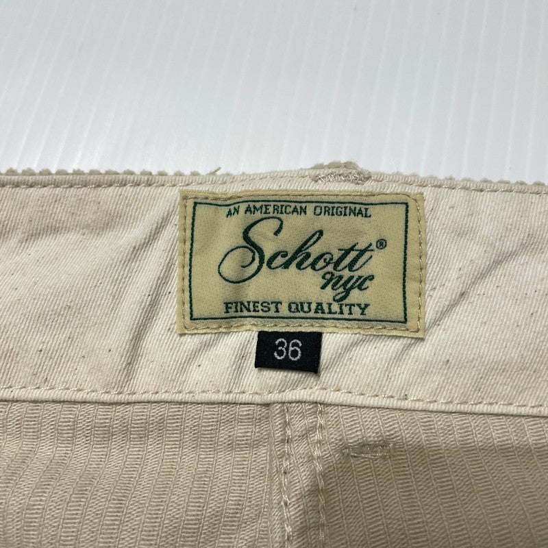 【中古品】【メンズ】 SCHOTT ショット CORDUROY TROUSERS PANTS 782-5210014 コーデュロイ トラウザーズ パンツ ボトムス 156-261014-yo-03-teih サイズ：36 カラー：ベージュ 万代Net店