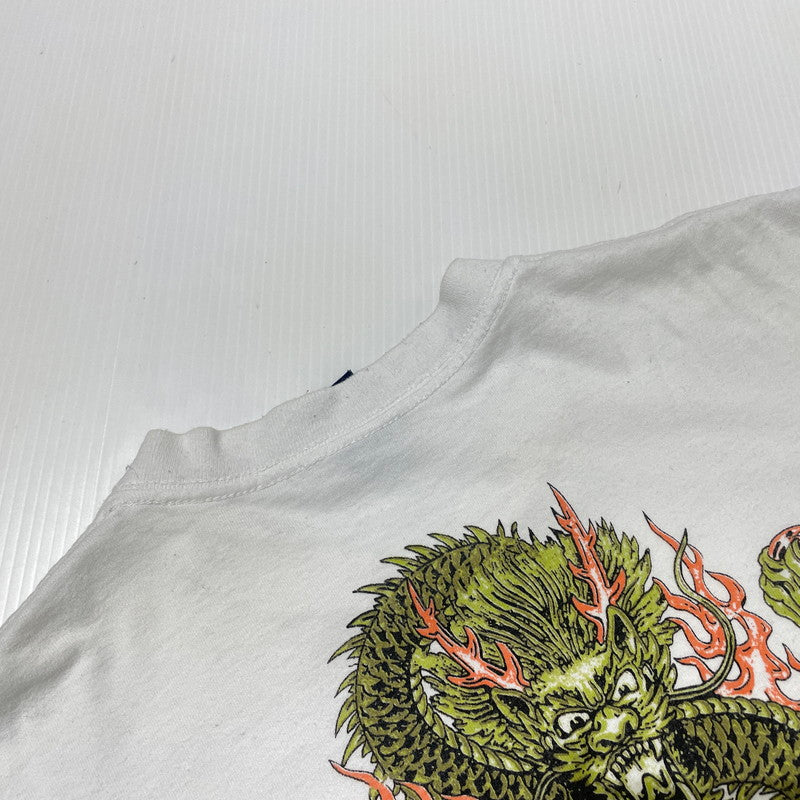 【中古品】【メンズ】 STUSSY ステューシー 90’s DRAGON PRINT LOGO SS TEE 90年代 "2代目ドラゴン" プリント ロゴ ショートスリーブ Tシャツ 半袖 トップス 142-261012-yo-17-teih サイズ：L カラー：ホワイト 万代Net店
